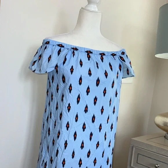 J.Crew Off-Shoulder Blue Patterned Dress size small NWTs - Picture 3 of 9